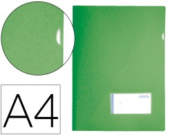 Carpeta dossier uñero Liderpapel A4 verde manzana solapa y tarjetero 300 g/m²